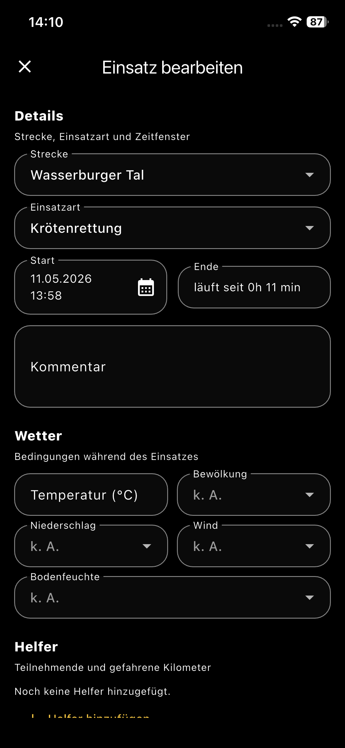 Einsatz aufnehmen in MerkTier